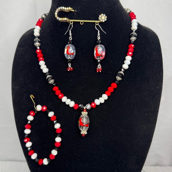 Cardinals Glass & Crystals Beaded Jewelry Set - Picture 7 of 7